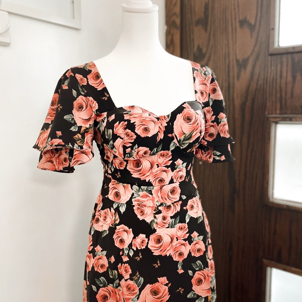 Floral Black and Pink Dress